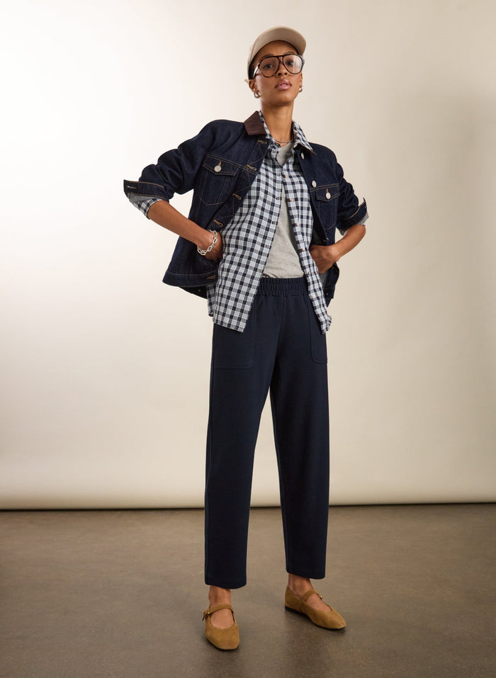 Billie Ponte Carrot Leg Trousers - Classic Navy Baukjen