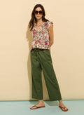 Breanna Organic Cotton Straight Crop Trousers - Light Khaki Baukjen