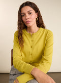 Briar Organic Cotton Crew Neck Cardigan - Chartreuse Baukjen