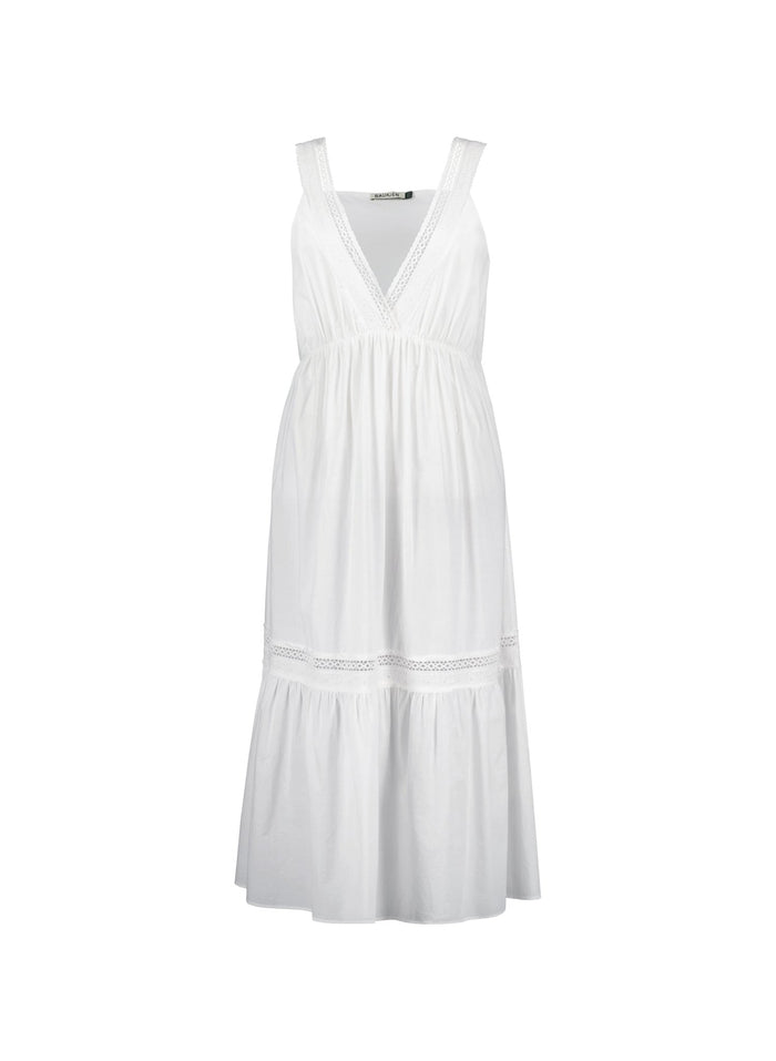 Brittany Organic Cotton Broderie Detail Nightgown - Soft White Baukjen