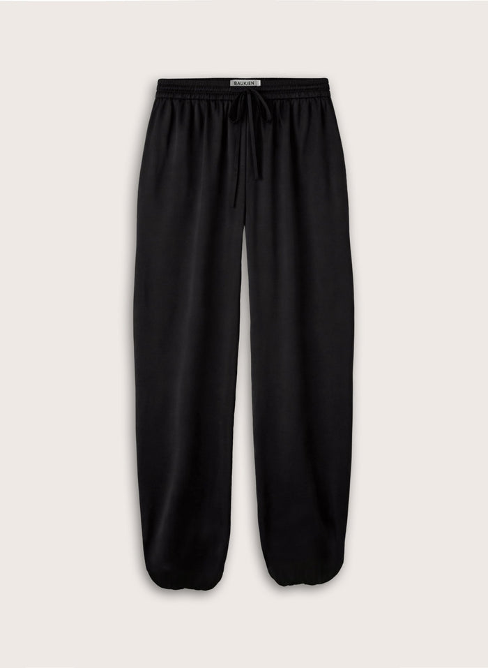 Brook Satin Balloon Trousers - Caviar Black Baukjen