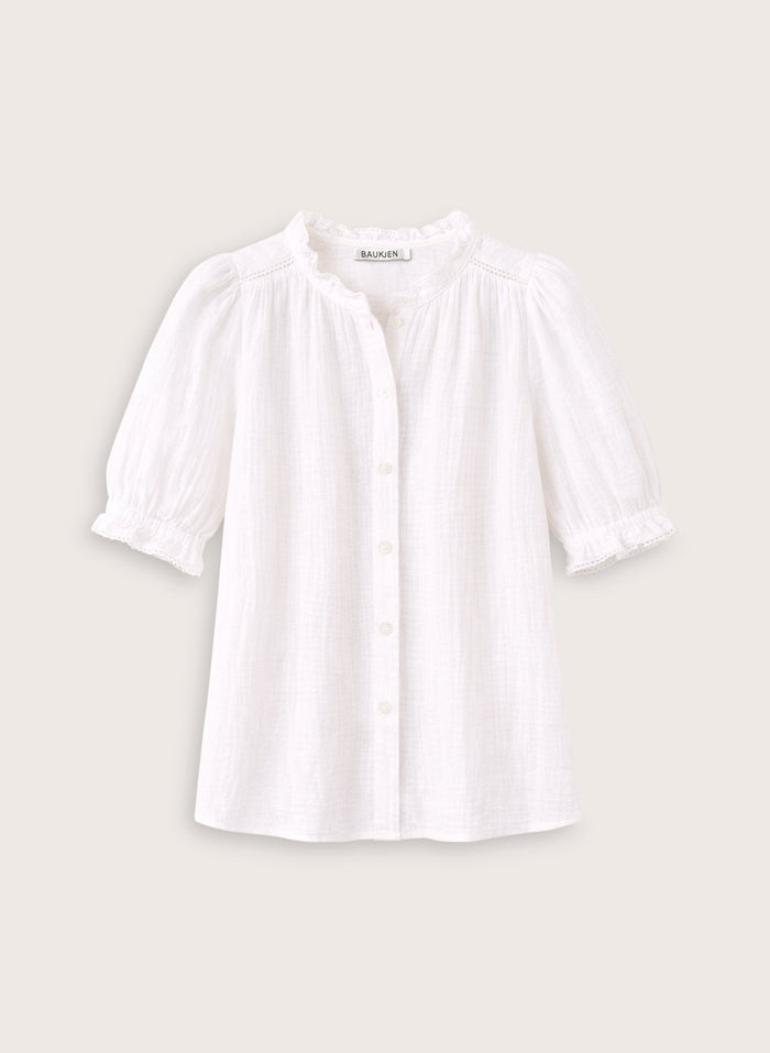 Bryony Organic Cheesecloth Blouse - Pure White Baukjen