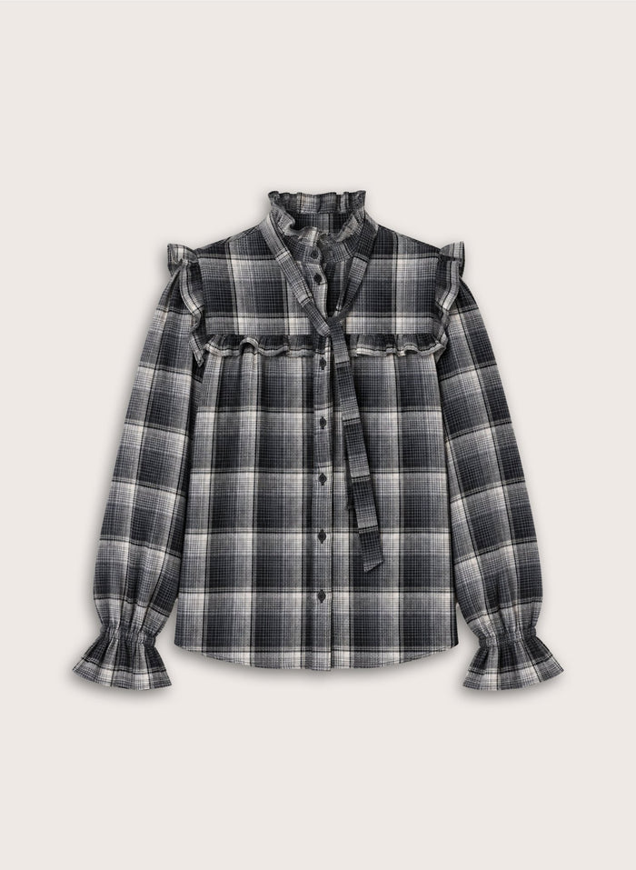 Cara Check Blouse - Grey Check Baukjen