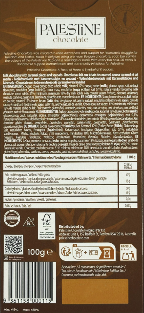 Caramel & Sea Salt Milk Chocolate 100g