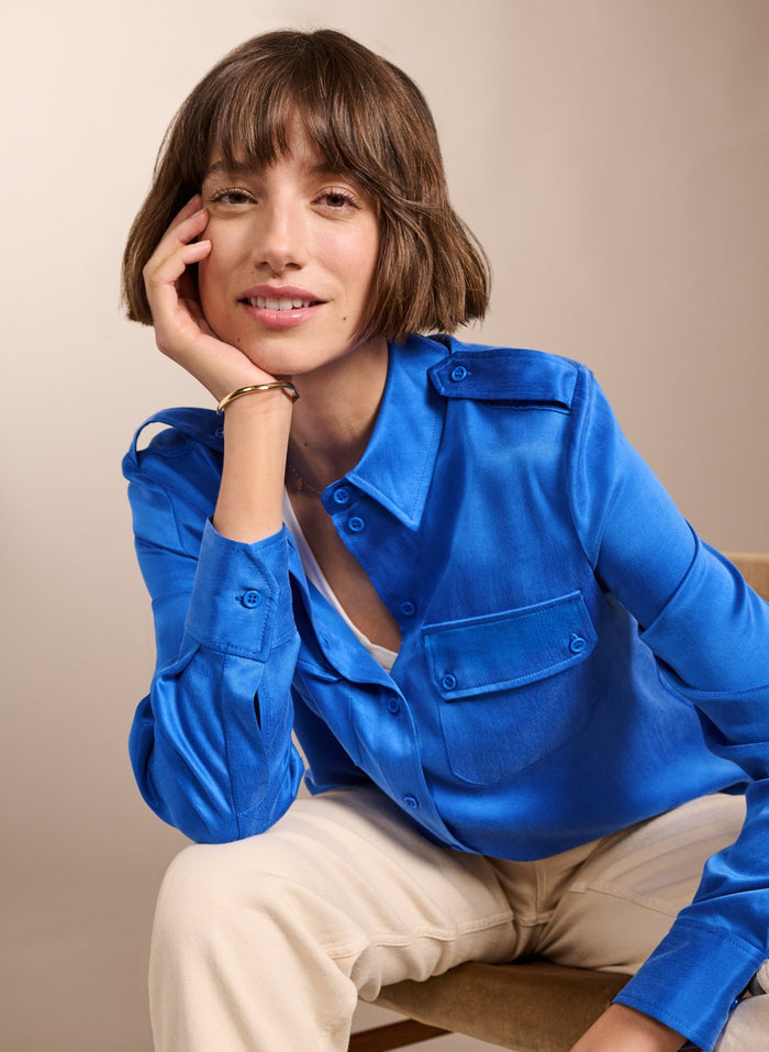 Carolyn Cupro Shirt - Azure Blue Baukjen