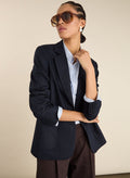 Carson Wool Blend Pinstripe Blazer - Navy Pinstripe Baukjen