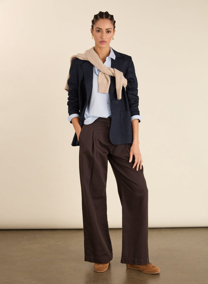 Carson Wool Blend Pinstripe Blazer - Navy Pinstripe Baukjen