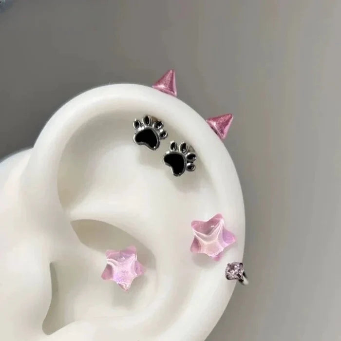 Cat Paw Devil Stud Earrings | Gothic Y2K Punk Earring Accessory