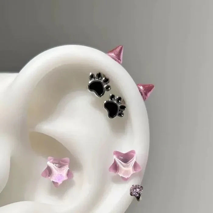 Cat Paw Devil Stud Earrings | Gothic Y2K Punk Earring Accessory