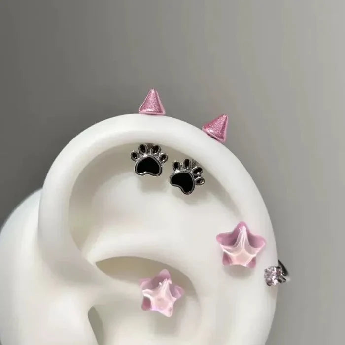 Cat Paw Devil Stud Earrings | Gothic Y2K Punk Earring Accessory