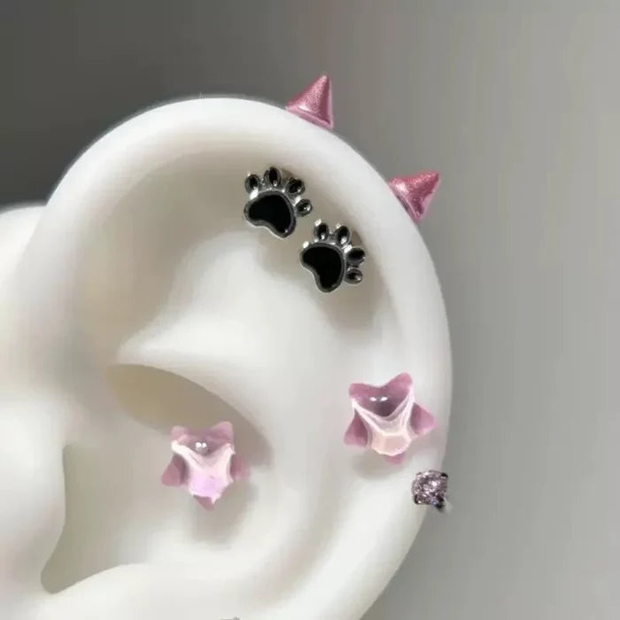 Cat Paw Devil Stud Earrings | Gothic Y2K Punk Earring Accessory