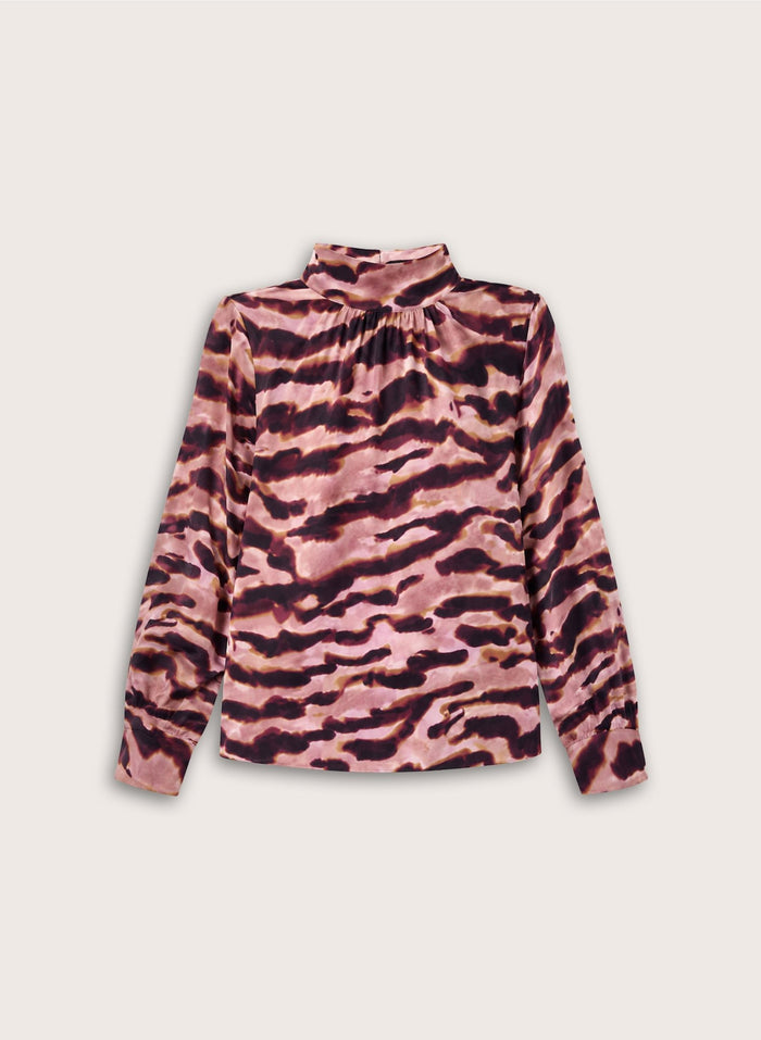 Cece Strong Shoulder Blouse - Burgundy Wave Baukjen