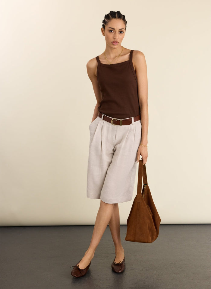 Cecilia Organic Cotton Rib Tank - Dark Chocolate Baukjen