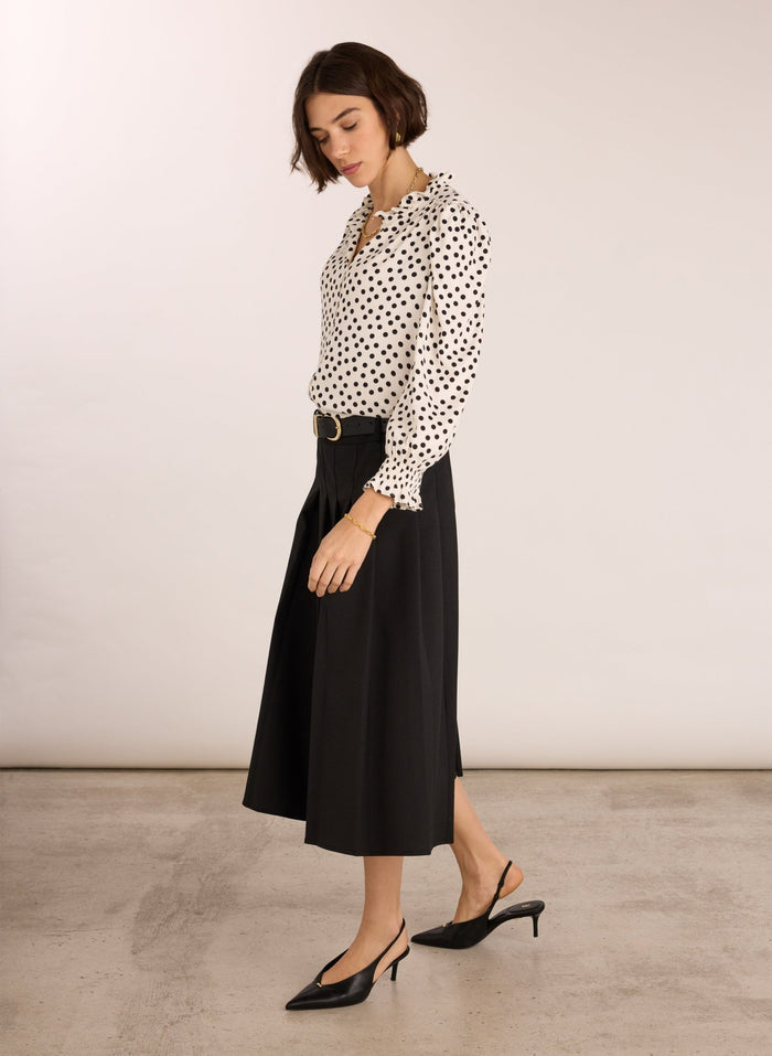 Cela Printed Blouse - Cream Polka Baukjen