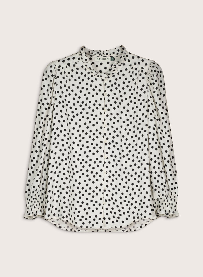 Cela Printed Blouse - Cream Polka Baukjen