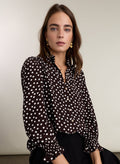 Cela Puff Sleeve Blouse - Dark Chocolate Polka Baukjen