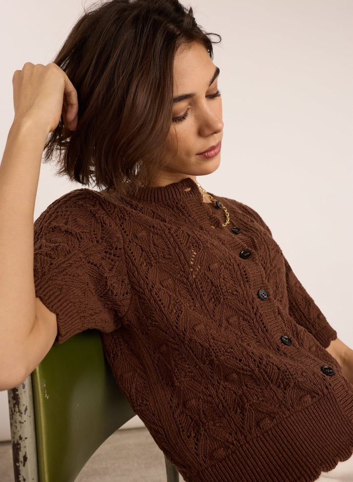 Celestia  Ecotec Crochet Cardigan - Chocolate Baukjen