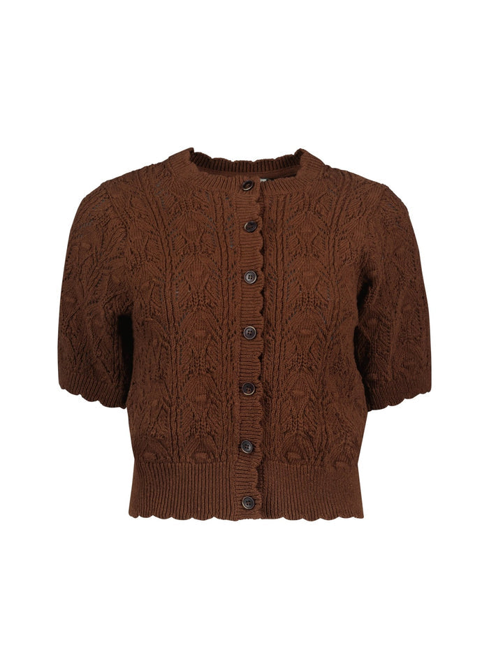 Celestia  Ecotec Crochet Cardigan - Chocolate Baukjen