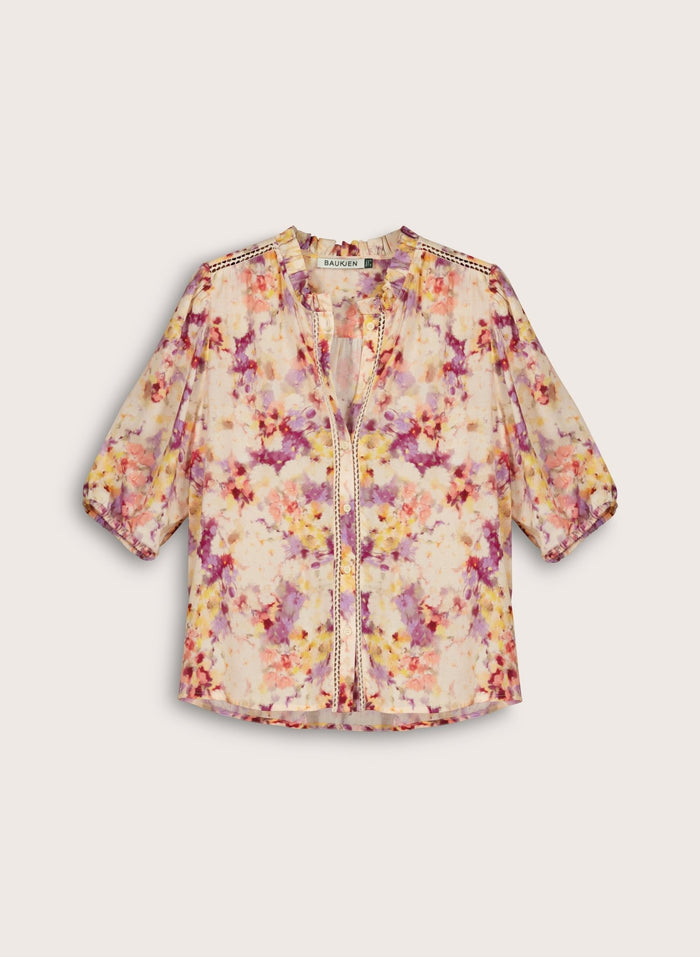 Celia Printed Blouse - Violet Watercolour Floral Baukjen