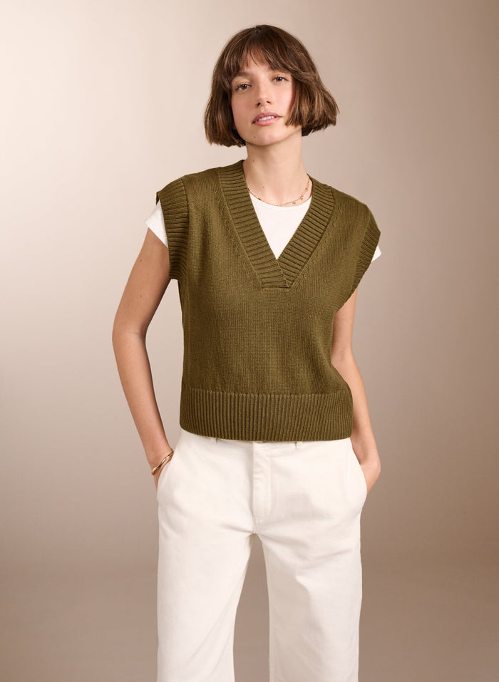 Charlene Organic Cotton Merino Blend Tank - Khaki Baukjen