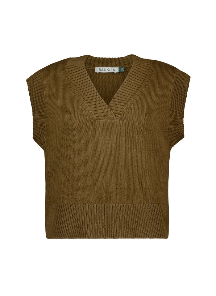 Charlene Organic Cotton Merino Blend Tank - Khaki Baukjen