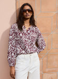 Claudia Printed Blouse - Burgundy Damask Baukjen