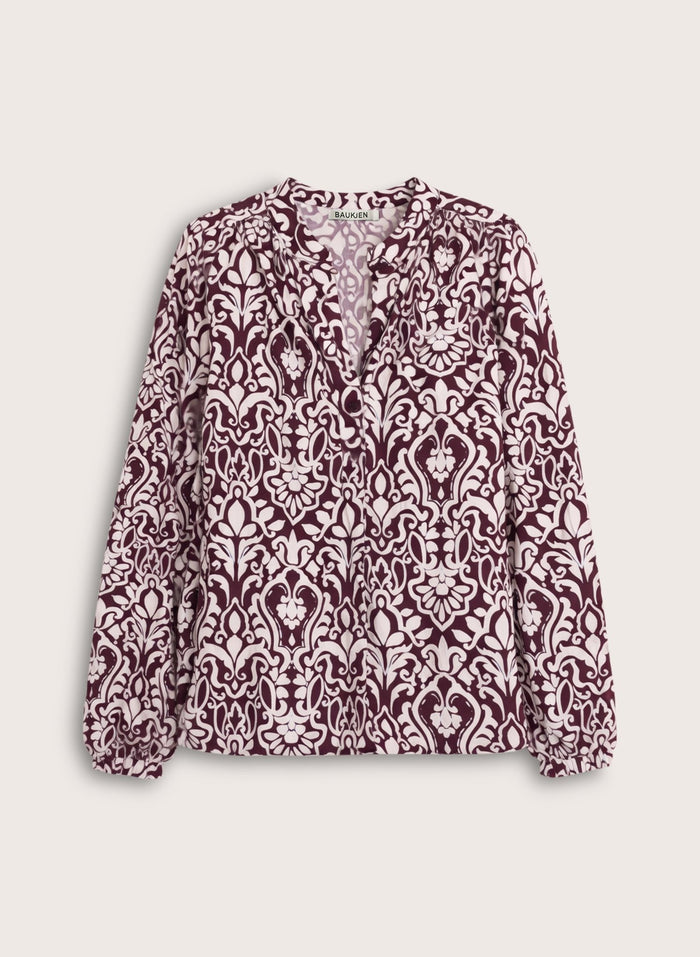 Claudia Printed Blouse - Burgundy Damask Baukjen