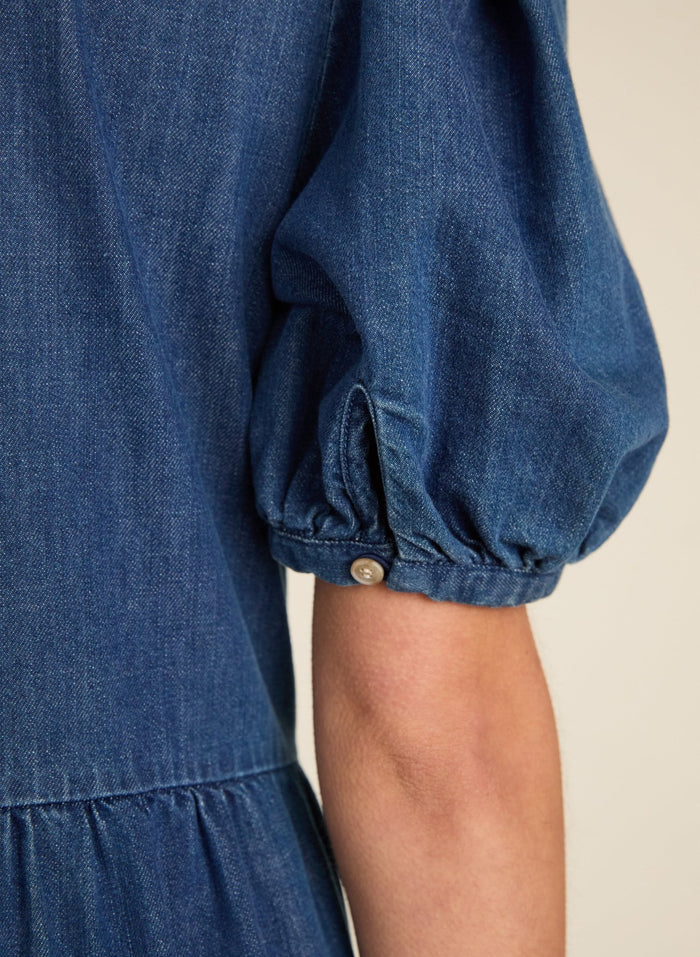 Clementina Denim Midi Dress - Mid Indigo Baukjen