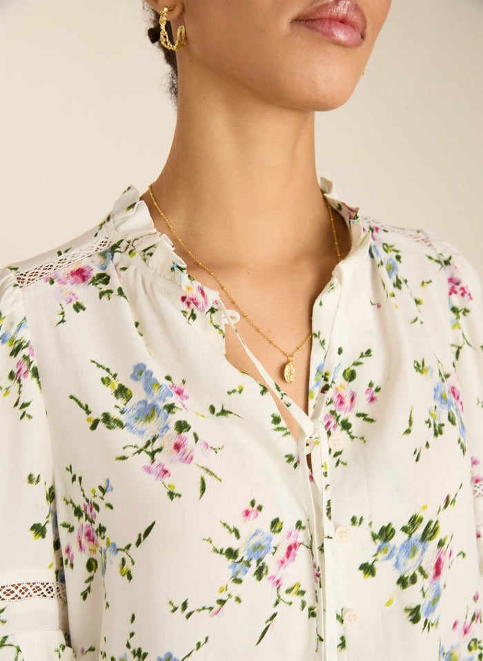 Clemenza Romantic Blouse - White Bouquet Baukjen