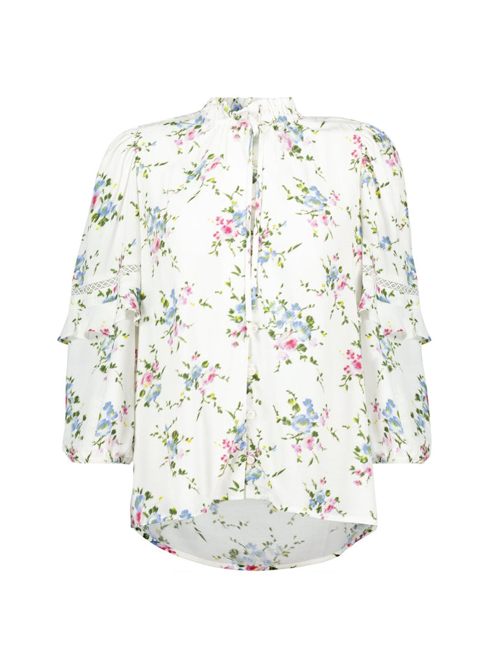 Clemenza Romantic Blouse - White Bouquet Baukjen