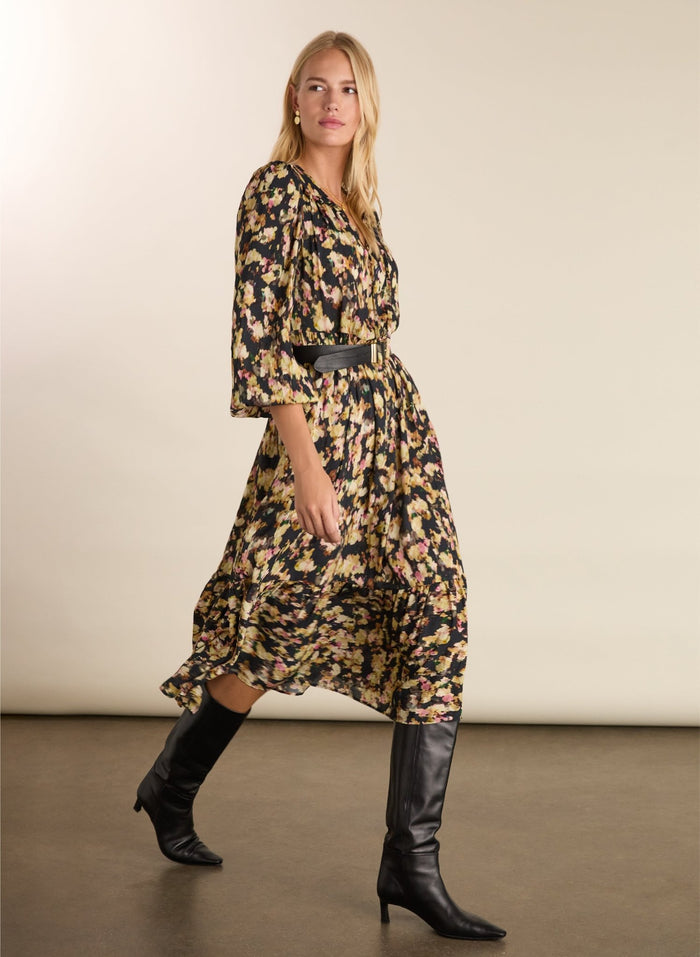 Cleo Printed Midi Dress - Navy Blossom Baukjen
