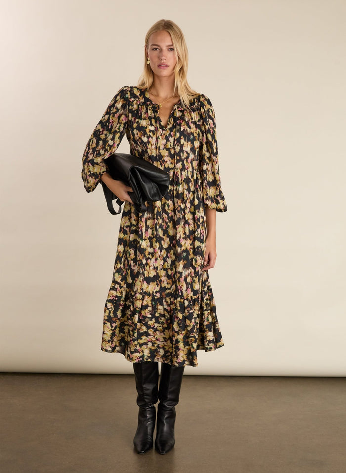 Cleo Printed Midi Dress - Navy Blossom Baukjen