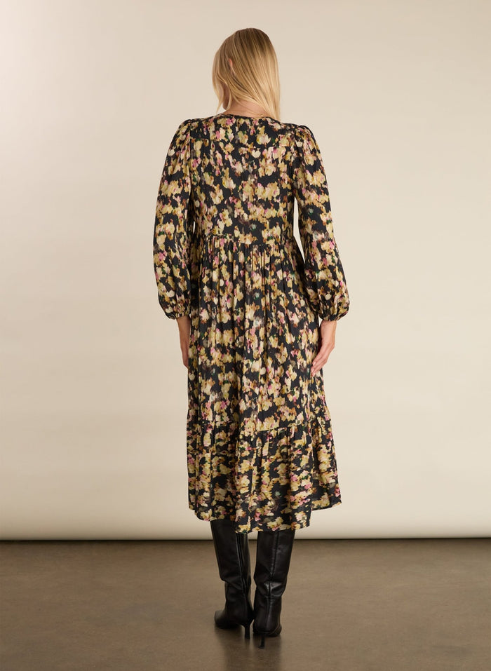 Cleo Printed Midi Dress - Navy Blossom Baukjen