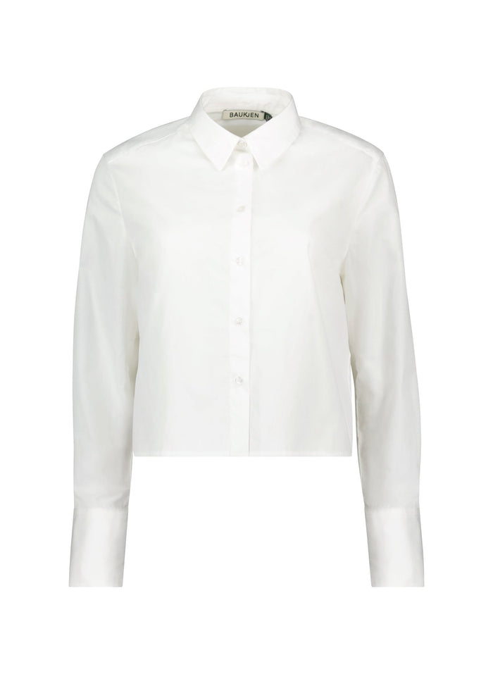 Corey Organic Cotton Cropped Shirt - Pure White Baukjen