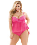 Curve Sasha Push Up Cami & Panty Set Hot Pink 3X/4X