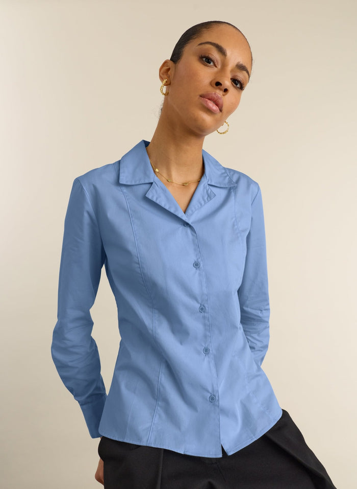 Dana Cinched Waist Shirt - Cornflower Baukjen