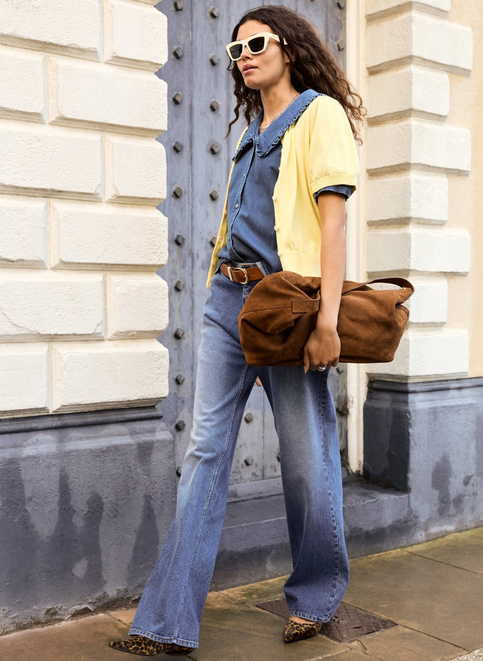 Dani Organic Denim Collar Blouse - Light Washed Indigo Baukjen