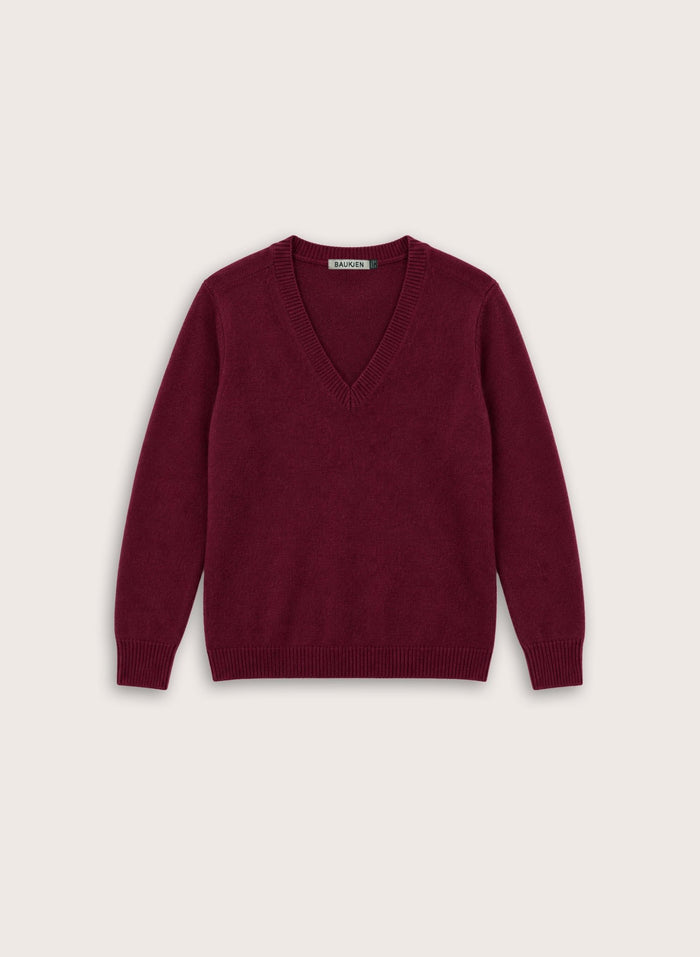 Dara V-neck Jumper - Burgundy Baukjen