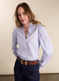 Debbie Organic Cotton Stripe Blouse - Blue & White Stripe Baukjen