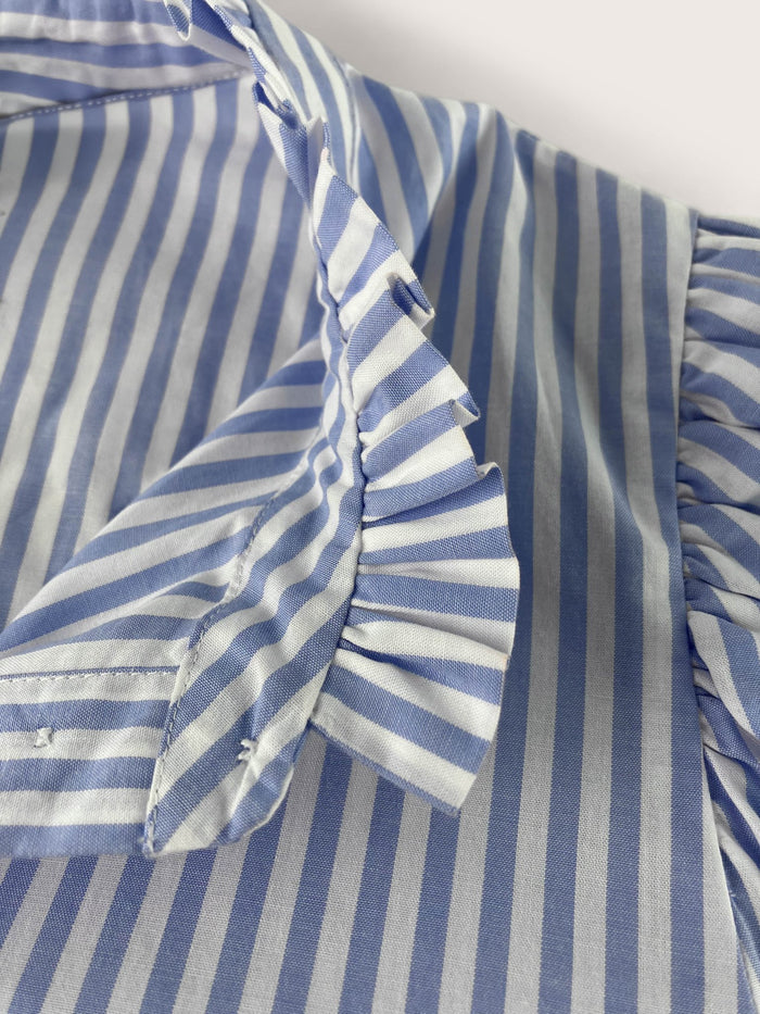 Debbie Organic Cotton Stripe Blouse - Blue & White Stripe Baukjen