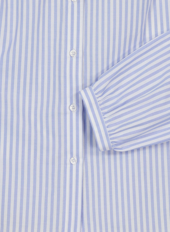 Debbie Organic Cotton Stripe Blouse - Blue & White Stripe Baukjen