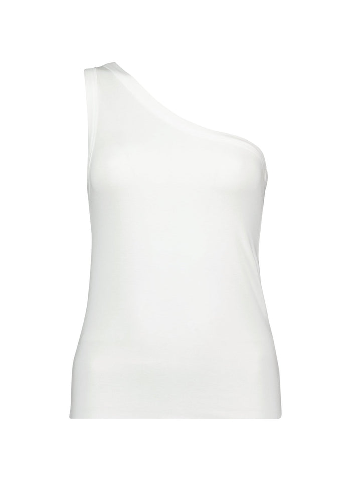 Delia Asymmetric Vest - Pure White Baukjen