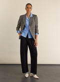 Dina Pleated Wide-Leg Ponte Trousers - Black Baukjen