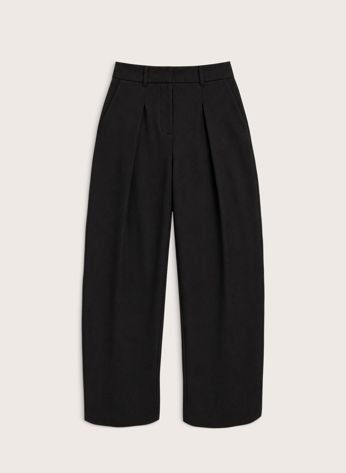Dina Pleated Wide-Leg Ponte Trousers - Black Baukjen