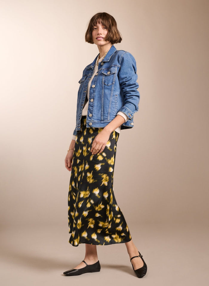Doris Floaty Skirt - Black Blurred Floral Baukjen