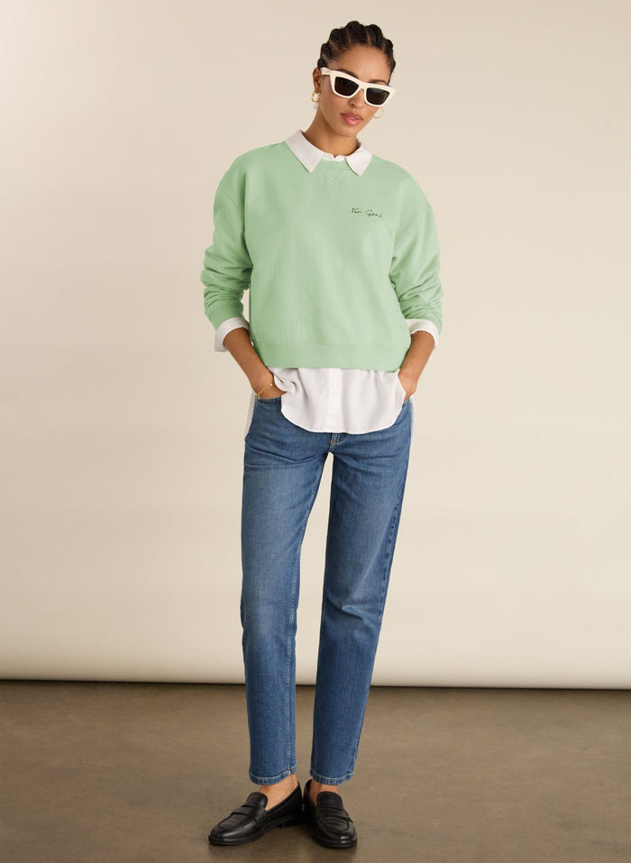 Dorrie Organic Cotton Cropped Sweatshirt - Pistachio Baukjen