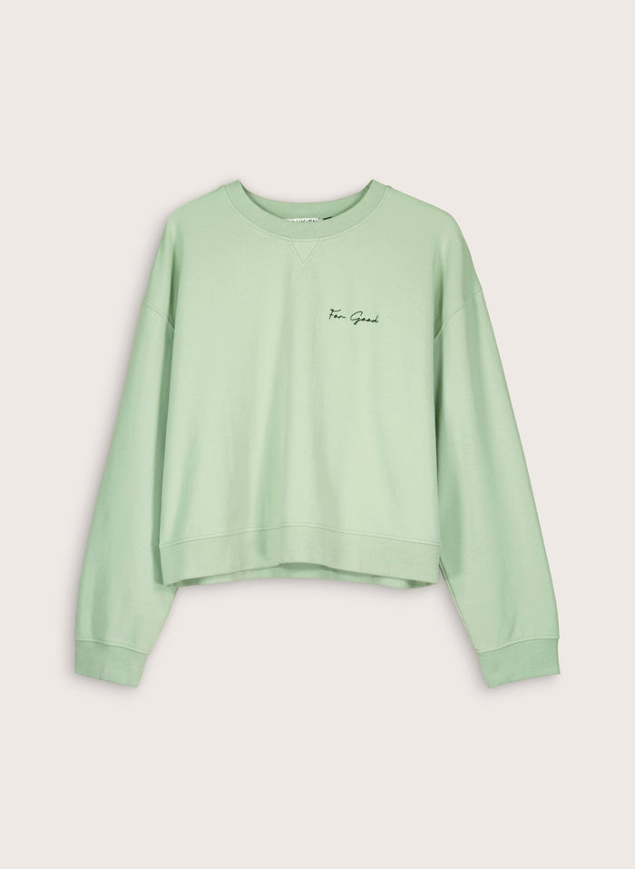 Dorrie Organic Cotton Cropped Sweatshirt - Pistachio Baukjen