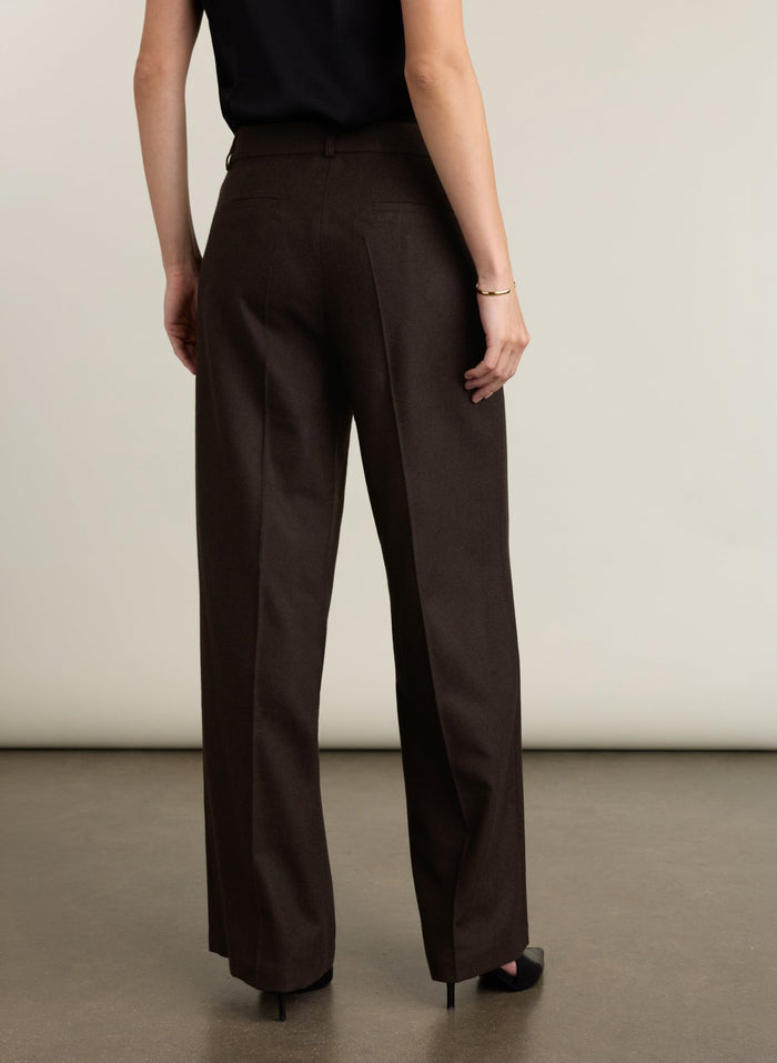 Easton Wool Blend Wide Leg Trousers - Dark Chocolate Baukjen