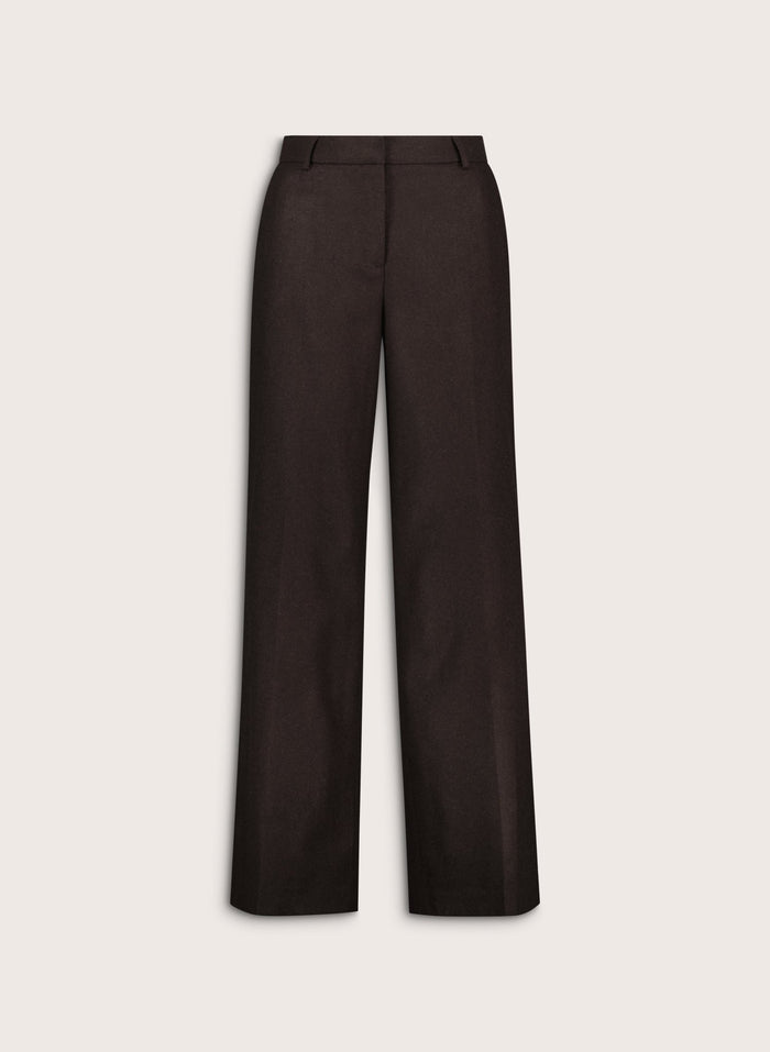 Easton Wool Blend Wide Leg Trousers - Dark Chocolate Baukjen