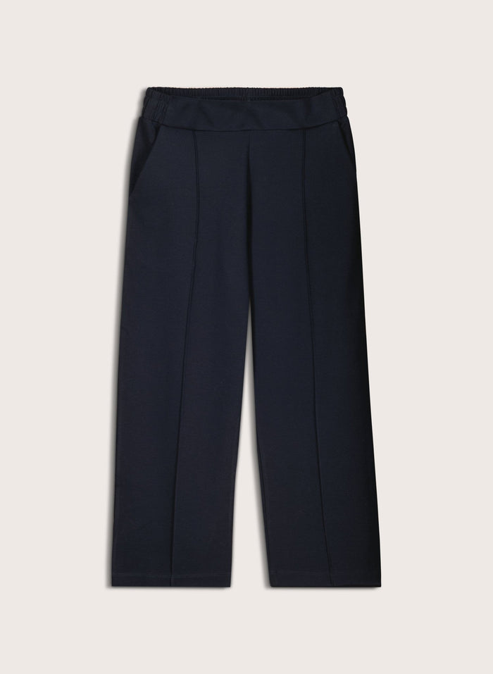 Ebru Ponte Straight Leg Crop Trousers - Classic Navy Baukjen